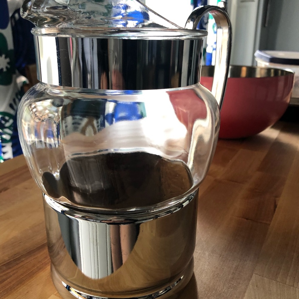 Silver and glass pitcher
